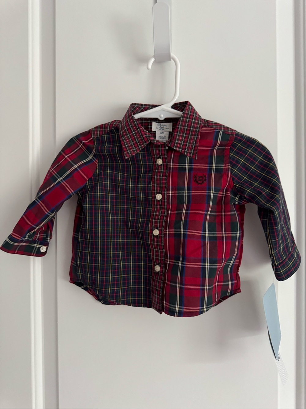 NWT Chaps Plaid Button-Down Shirt & Pants matching set for baby boy